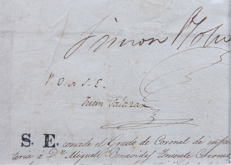 Simon Bolivar (1783 - 1830) Document Signed as "Libertador Presidente de la Republica de Colombia, - Image 3 of 4