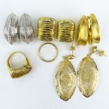 Collection of Three (3) Pair Italian 18 Karat Gold Earrings, One (1) Pair Italian 14 Karat