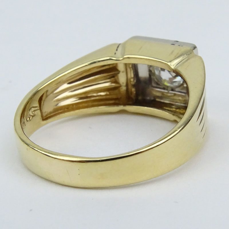Man's Vintage Approx. .65 Carat Old European Cut Diamond and 14 Karat Yellow Gold Ring. Stamped 14K. - Image 2 of 3