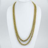 Two (2) Vintage 14 Karat Yellow Gold Rope Link Necklaces. Stamped 14K. Good condition. Measure 32-