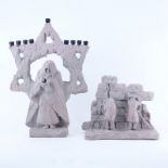 Two Vintage Austin Prod. Inc. Judaica Sculptures. Includes: Menorah 21" H x 14-1/2" W and Wailing