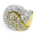 Approx. 3.75 Carat Pave Set Round Brilliant Cut Diamond and 18 Karat Yellow and White Gold Knot