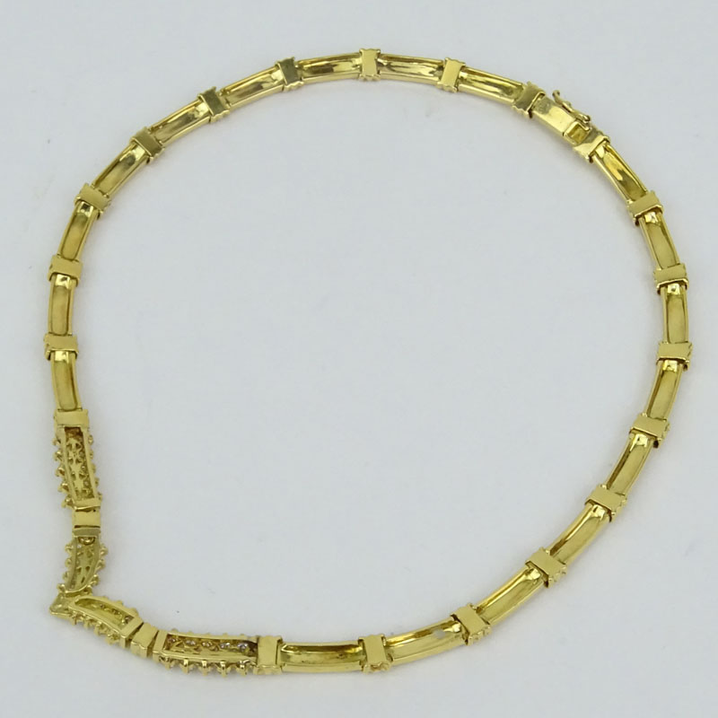 Vintage Round Brilliant Cut Diamond and 18 Karat Yellow Gold Necklace and Bracelet Suite. Stamped - Image 6 of 7