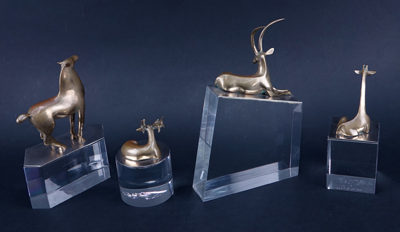 Loet Vanderveen, Dutch (1921) Collection of Four (4) Bronze Animals On Lucite Bases. Includes: - Image 2 of 3