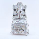 18/19th Century Italian Faience Tabletop Armoire. Signed R. Passarin verso. In "As Is" condition,