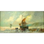 Jan Van Delden, Dutch (early 20th century) Oil on canvas "Ashore". Signed lower right. Good