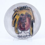 Jose Rodriguez Fuster, Cuban (born 1946) Hand Painted Ceramic Plate "Abstract Portrait Of A Man".