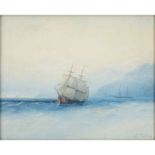 Signed A. Fessler Oil on Artist Board, Ships at Sea. Signed lower right. Good condition. Measures