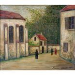 After: Maurice Utrillo, French (1883-1955) Oil on artist board "Village Street". Signed Maurice