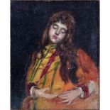 Aram Bakalian, Armenian (1874-1959) Oil on Canvas, Portrait of a Young Lady. Signed upper left. Good