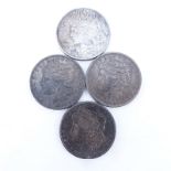 Collection of Four (4) U.S. One Dollar Coins. (3) 1882 - 1902 Morgan silver dollar, (1) 1922 Peace