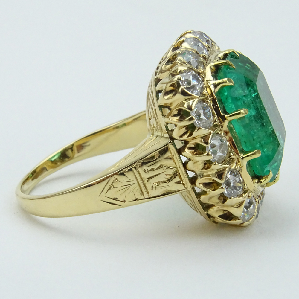 Vintage Approx. 8.0 Carat Colombian Emerald, 2.0 Carat Round Brilliant Cut Diamond and 14 Karat - Image 5 of 5