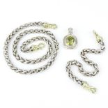 Three (3) Piece David Yurman Sterling Silver and 14 Karat Yellow Gold Cable Chain Bracelet, Necklace