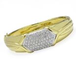 Vintage Approx. 4.0-4.5 Carat Pave Set Round Brilliant Cut Diamond and 18 Karat Yellow and White