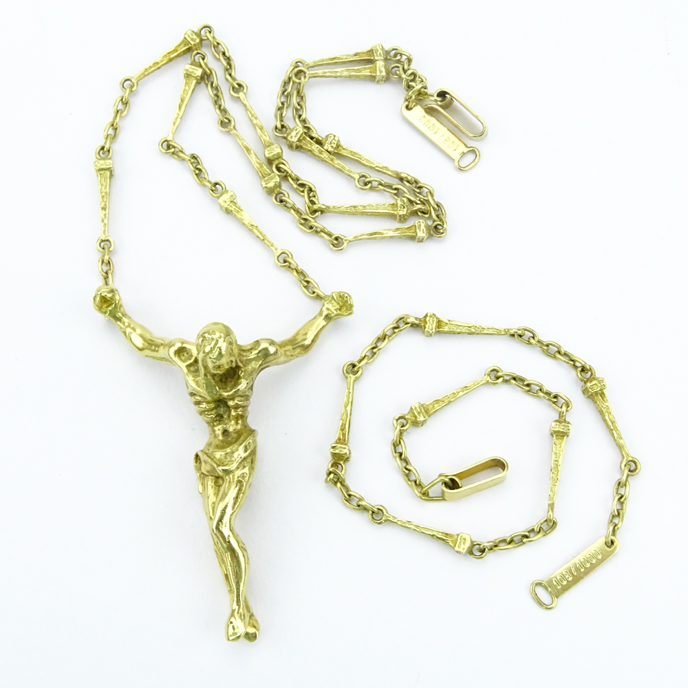 Salvador Dali Christo de San Juan 18 Karat Yellow Gold Jesus Pendant Necklace and Bracelet Suite