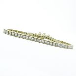 Vintage Approx. 8.15 Carat Princess Cut Diamond and 14 Karat Yellow Gold Line Bracelet. Diamonds H-I