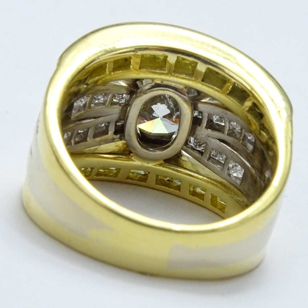 Contemporary Approx. 5.20 Carat TW White and Yellow Diamond and 18 Karat Yellow Gold Ring. Set in - Image 2 of 5