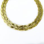 Vintage Mario Buccellati 18 Karat Yellow Gold Herringbone Link Necklace. Signed, Italy, stamped 750.