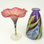 Collection of Two (2) Art Glass Tableware. Includes: signed Barry Bredemeier vase along with