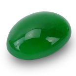 AGL Certified Loose 14.40 Carat Oval Cabochon Apple Green Natural Jadeite Jade, Type A Jade. Jade