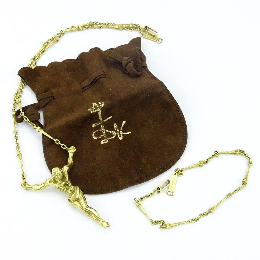 Salvador Dali Christo de San Juan 18 Karat Yellow Gold Jesus Pendant Necklace and Bracelet Suite - Image 2 of 7