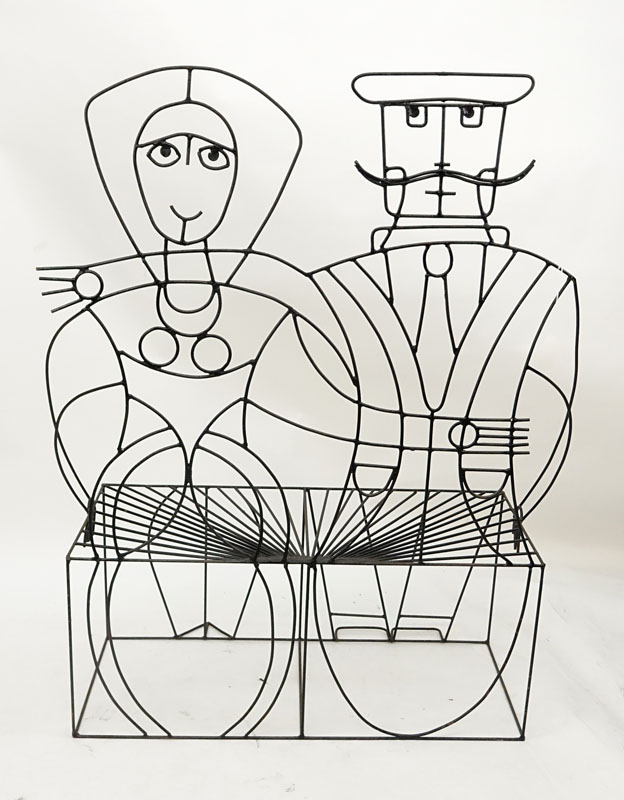 John Risley, American (1919-2002) Wrought Iron Bench, Man and Woman. Unsigned. Typical surface wear, - Image 4 of 4
