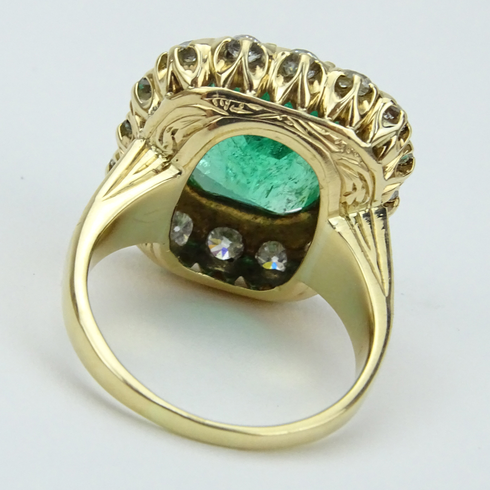 Vintage Approx. 8.0 Carat Colombian Emerald, 2.0 Carat Round Brilliant Cut Diamond and 14 Karat - Image 2 of 5