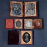 Lot of Five (5) 19th Century Cased Daguerreotypes. One case with 2 images. Unsigned. Condition