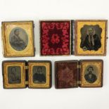 Lot of Four (4) 19th Century Cased Daguerreotypes. One case with no cover. Unsigned. Condition