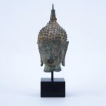 Antique Thai Bronze Sculpture of a Buddha Head/Bust Mounted