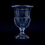 Tiffany & Co Etched Floral Crystal Paneled Urn/Vase