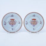 Pair Of Early Chinese Export Porcelain Armorial Plates