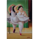 After: Fernando Botero, Colombian (b. 1932) Oil on board "Ballerina".