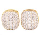 Approx. 3.0 Carat Pave Set Round Brilliant Cut Diamond and 18 Karat Yellow Gold Earrings