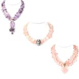 Three (3) Vintage Quartz Beaded Necklaces