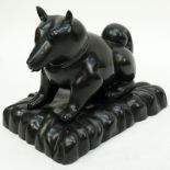 After: Fernando Botero, Colombian (b. 1932) Bronze sculpture "Dog On A Cushion"