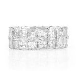 Approx. 9.83 Carat Square Cut Diamond and Platinum Eternity Band.