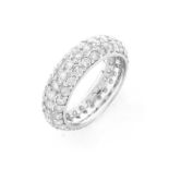 Approx. 2.85 Carat Pave Set Round Brilliant Cut Diamond and 18 Karat White Gold Eternity Band. Stam