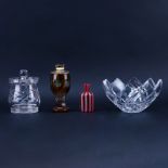 Collection of Four (4) Crystal and Glass Tableware. Includes: Bohemian cut to clear lighter, murano