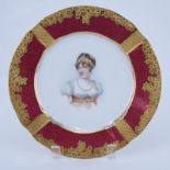 19/20th Century Sevres Portrait Plate. Painted with a bust-length portrait of Caroline Bonaparte. G