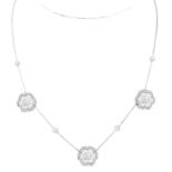 Contemporary Approx. 2.10 Carat Round Brilliant Cut Diamond and 14 Karat White Gold Necklace. Clasp
