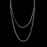 Tiffany & Co style Approx. 4.50 Carat Round Brilliant Cut Diamond and 18 Karat White Gold 32" Long