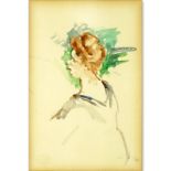 Mary Cassatt, American (1844-1926) Watercolor on paper "Study Of A Woman". Stamped. Provenance: Mat