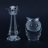 Two (2) Swarovski Crystal Animal Figurines in Original Boxes. Includes: Owl 2" H along with silver