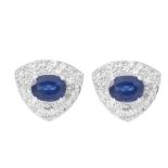 Approx. 3.25 Carat Oval Cut Sapphire, 1.15 carat Pave Set Round Brilliant Cut Diamond and 18 Karat