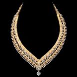 Vintage Approx. 15.40 Carat Round Brilliant Cut Diamond and Heavy 18 Karat Yellow Gold Necklace. Di