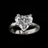 GIA Certified 2.53 Carat Heart Shape Diamond and Platinum Engagement Ring. Diamond D color, Interna