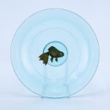 George Bucquet, American (20th C.) Modern Studio Cast Glass Round Centerpiece Bowl. Signed and date