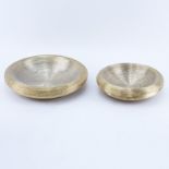 Set of Two (2) Arteriors Chloe Bowls. Textured gold finish ceramic. Unsigned. Good condition. Large