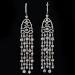 Approx. 5.0 Carat Round Brilliant Cut Diamond and 18 Karat White Gold Chandelier Earrings. Diamonds